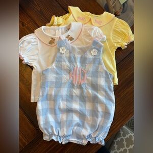 Busy Bees Smocks bubble set with HHJ monogram